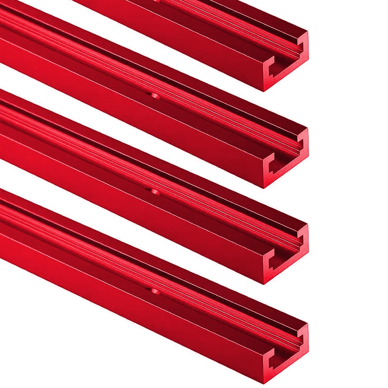 Seekliny 4Pack 48" T-Track for Woodworking Red Double-Cut, 48 inch Universal Aluminum T Tracks Red