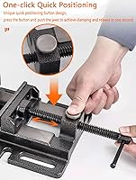 Vista 3 de MYTEC Tornillo de prensa de taladro, 3.0" Negro, Abrazadera de banco de trabajo de liberación rápida, abrazadera de banco de alta calidad de acero