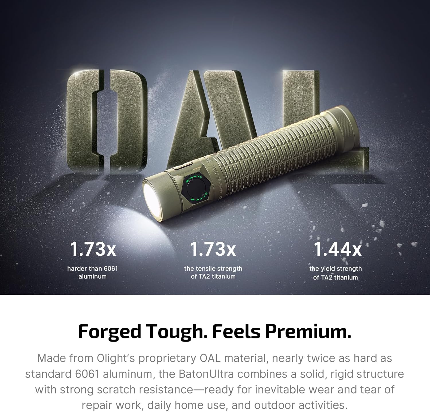 User operating the side switch and tail switch of the OLIGHT BatonUltra