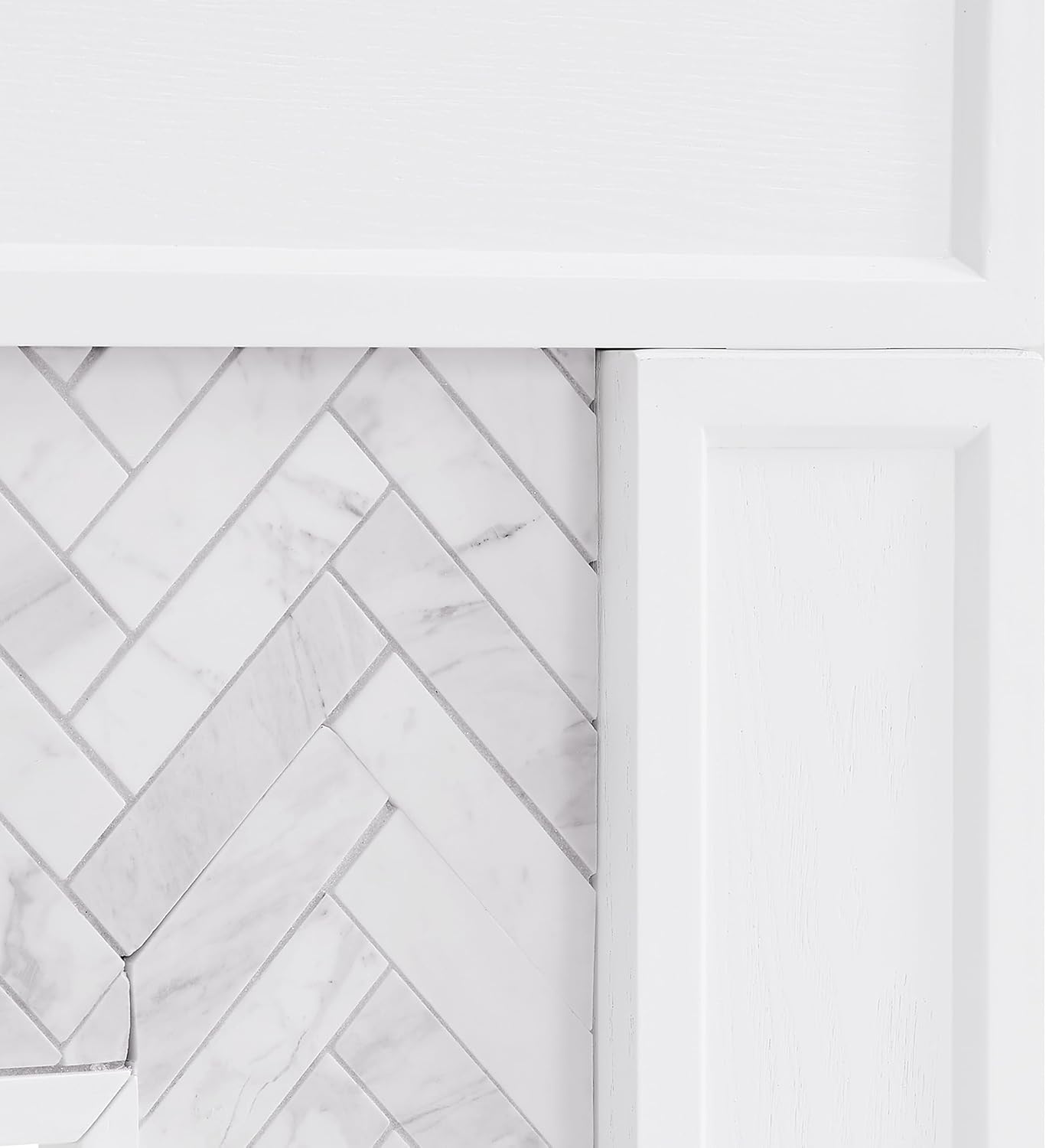 SEI Furniture Torlington Tiled Electric Fireplace, White, Gray Marble, 15" D x 50" W x 39" H