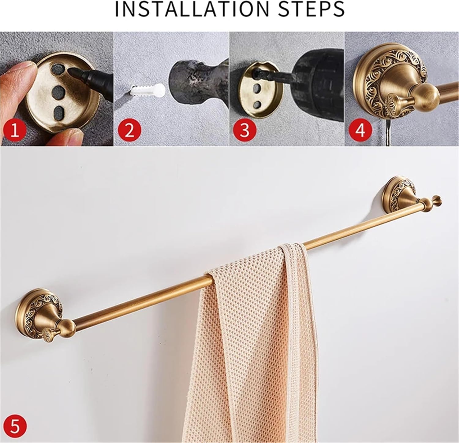 Antique Bronze Bathroom Hardware Set Adjust Towel Rack Holder Toilet Paper Robe Hook EL2001A(QH)