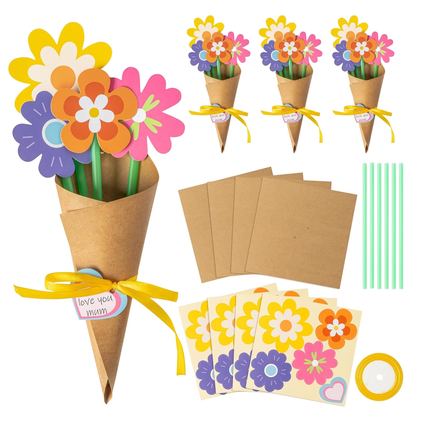 XuQiZZpp Flower Bouquets Craft Kits Make Own Flower Bouquets Teacher Appreciation Craft Mothers Day for Mom