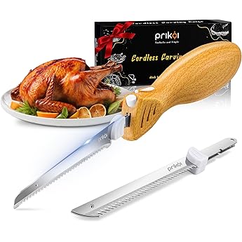 Waring Commercial WEK200 Cordless Rechargeable Electric Knife w/Bread and Carving Blades, Includes Case, 120V, 5-15 Phase Plug, Black
