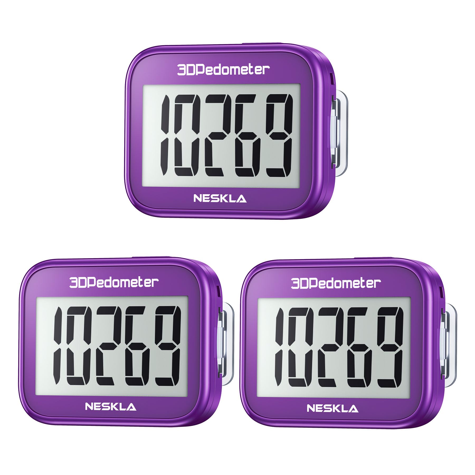 3D Pedometer for Walking, Simple Step Counter—3-Pack