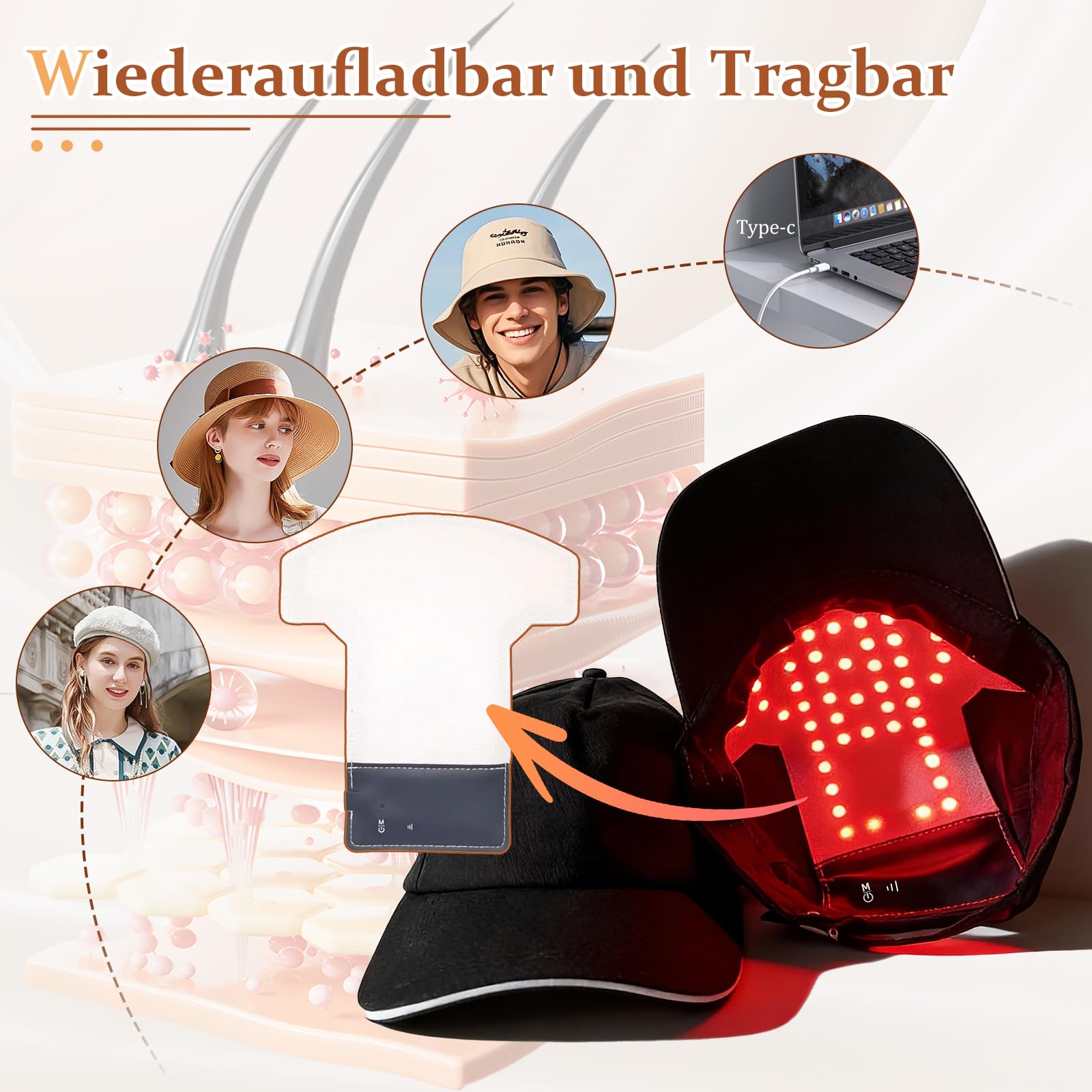 Haarwachstum Cap - Rotem und Blauem Licht Bestrahlung, erhöht die Aktivität der Haarfollikel, Haarpflege Anti-Haarausfall