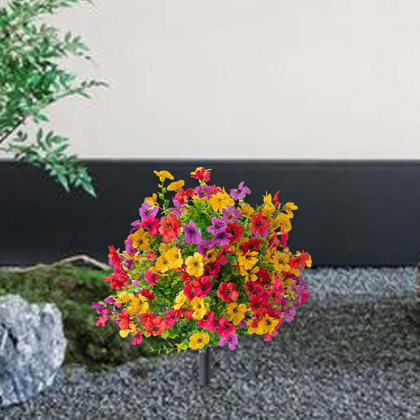 Qianly Kunstblumen Bund Künstliche Blumen Gartenstrauß Zierpflanze mit Stiel Dekoblume aus PP für Balkon Fensterbank Wohnzimmer für Hochzeitsdekoration, Buntes Violett