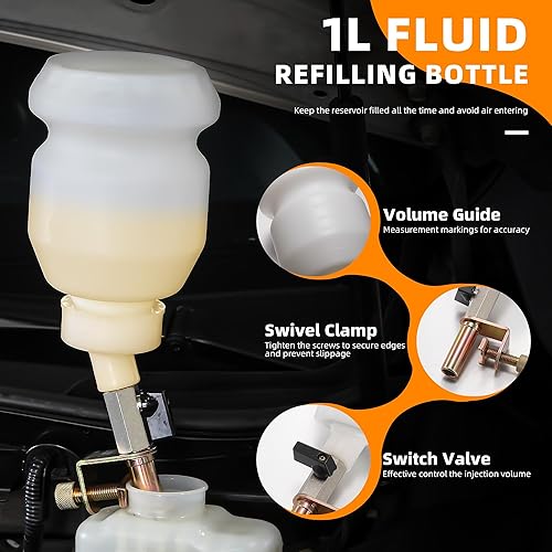 Miniatura 3 de FOUR UNCLES Kit de bomba de vacío de purga de frenos de 3L - Extractor neumático de líquido de frenos con botella de recarga de 1 litro y