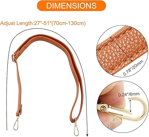 Miniatura 2 de Litoexpe Correas de cuero marrón para bolso, correas de repuesto ajustables de cuero, 27-51 pulgadas