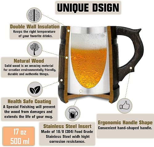 Miniatura 3 de Tears of My Players Mug for DnD Party Gifts for dnd Lovers DM Wooden Beer Mug 17oz Dungeon Master Gift Beer Stein Anniversary Christmas Birthday