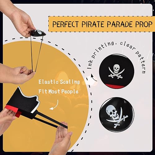 Miniatura 2 de Legigo Sombrero de pirata, máscara de ojos para disfraz clásico, sombrero de capitán pirata, parche de ojo de pirata para fiesta de pirata, cosplay,