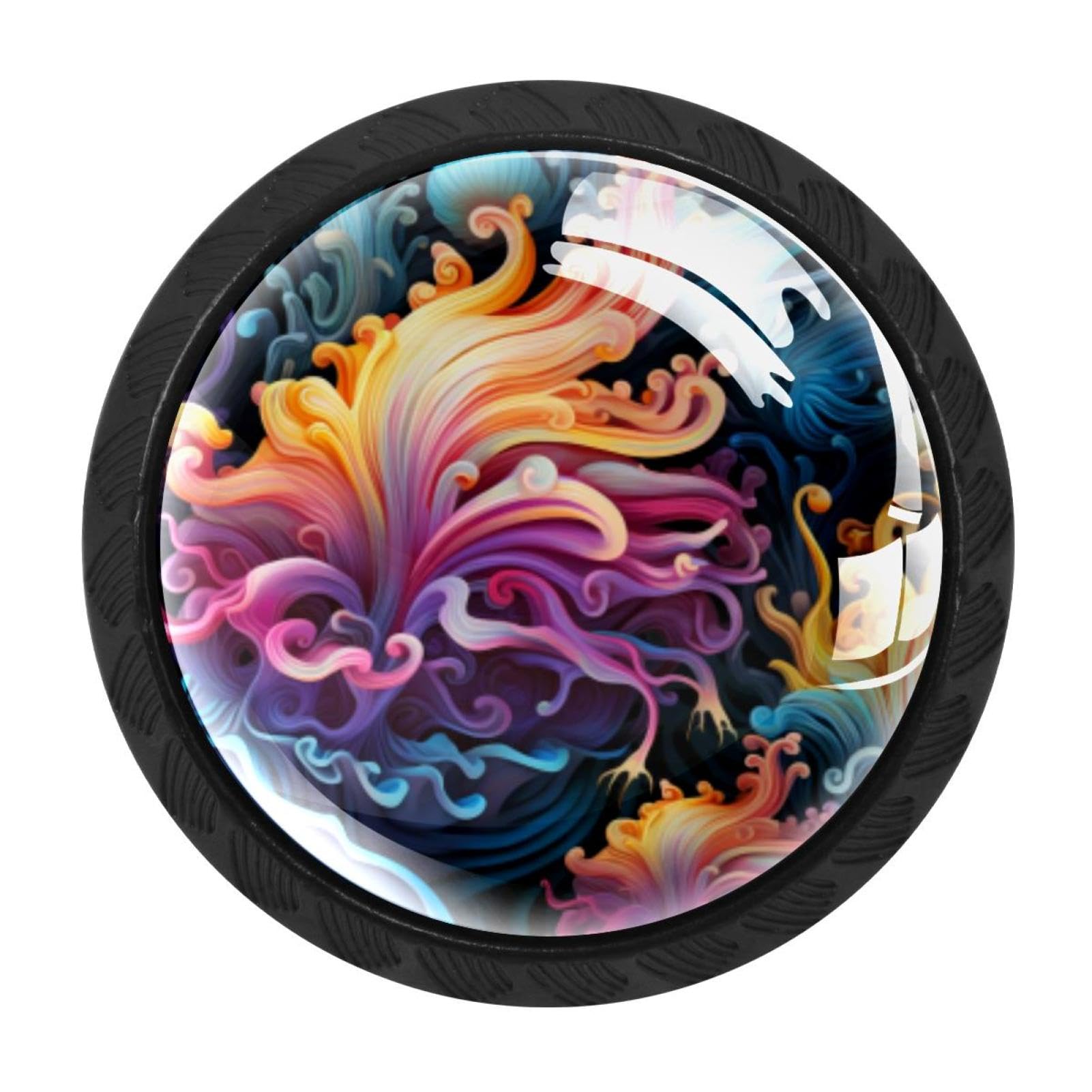 CHENZZZZ 4 Pack Black Sea Slug Drawer Knobs, Cabinet Knobs Round Glass Knobs for Kitchen Cabinet Hardware Bathroom 35MM