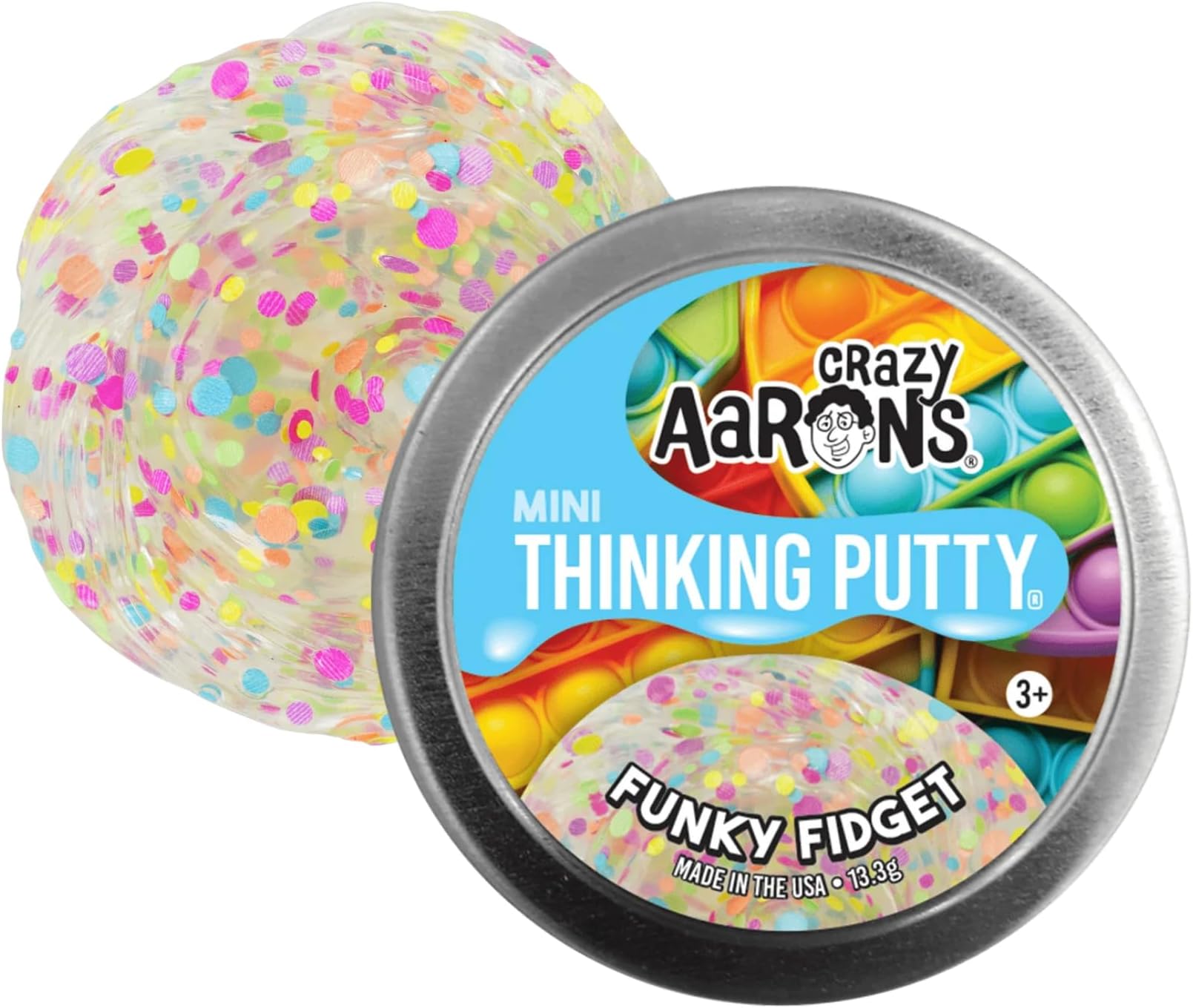 Mini Funky Fidget Thinking Putty, 2" Tin with 13g of Non-Toxic Sensory Play Putty which Never Dries Out, Soft Textured Creative Fidget Toy for Boys and Girls Ages 3Y+