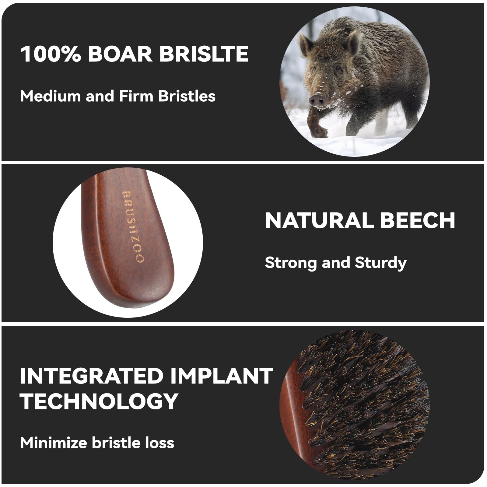 Spazzola per capelli e barba per tipi di capelli da uomo, perfetta per capelli spessi o sottili, spazzola per capelli da uomo e spazzola da barba