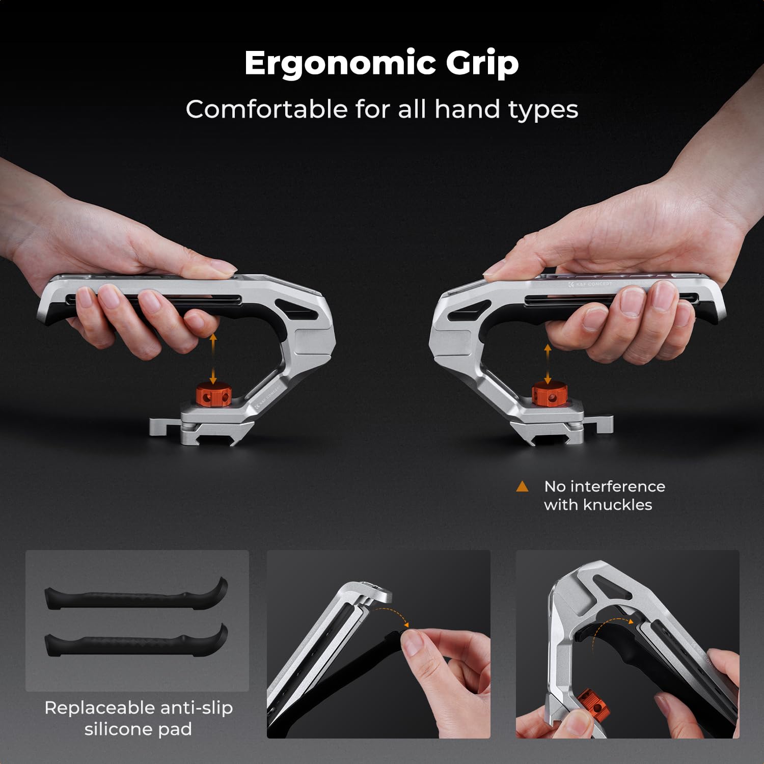 K&F CONCEPT NATO Top Handle Ligero, Mango Superior Liviano con NATO Rail para Jaula de Cámara DSLR, Top Handle Universal con 4 Adaptadores de Zapata Rosca de 1/4" y 3/8"