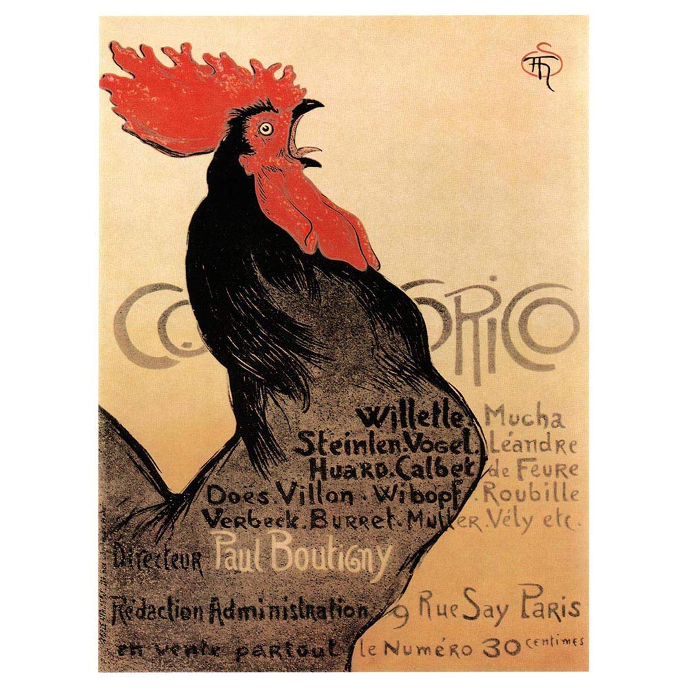 Wee Blue Coo Exhibition Cockerel Cocorico Paris France Vintage Art Print Poster Wall Decor 12X16 Inch