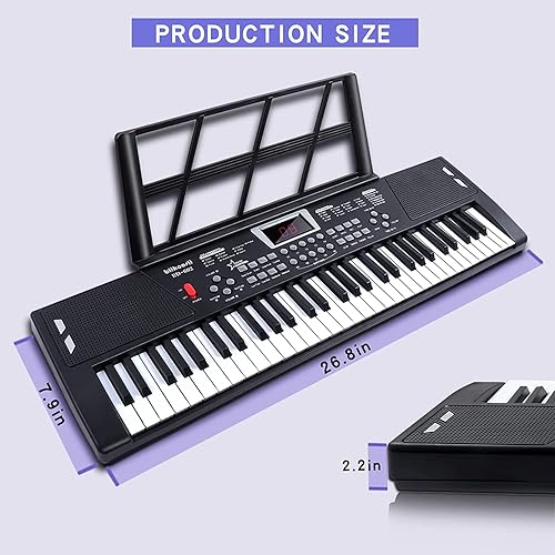 Miniatura 6 de biikoosii Teclado de piano de 61 teclas piano de teclado para principiantes piano de teclado con altavoces duales integrados y micrófono piano