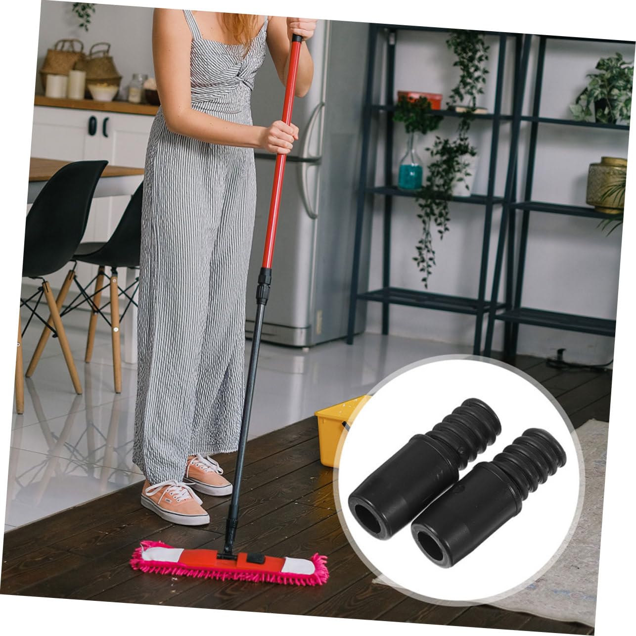 minkissy Threaded Connector Broom Handle Repair Kit for 2 Push Broom Handles Threaded Ends