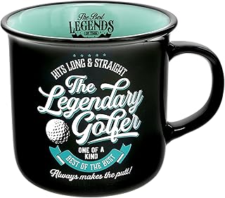 Pavilion Gift Company - Legendary Golfer - Ceramic 13- Campfire Double Sided Mug, Golf Gifts For Men or Women, 1 Count, Black/Seafoam