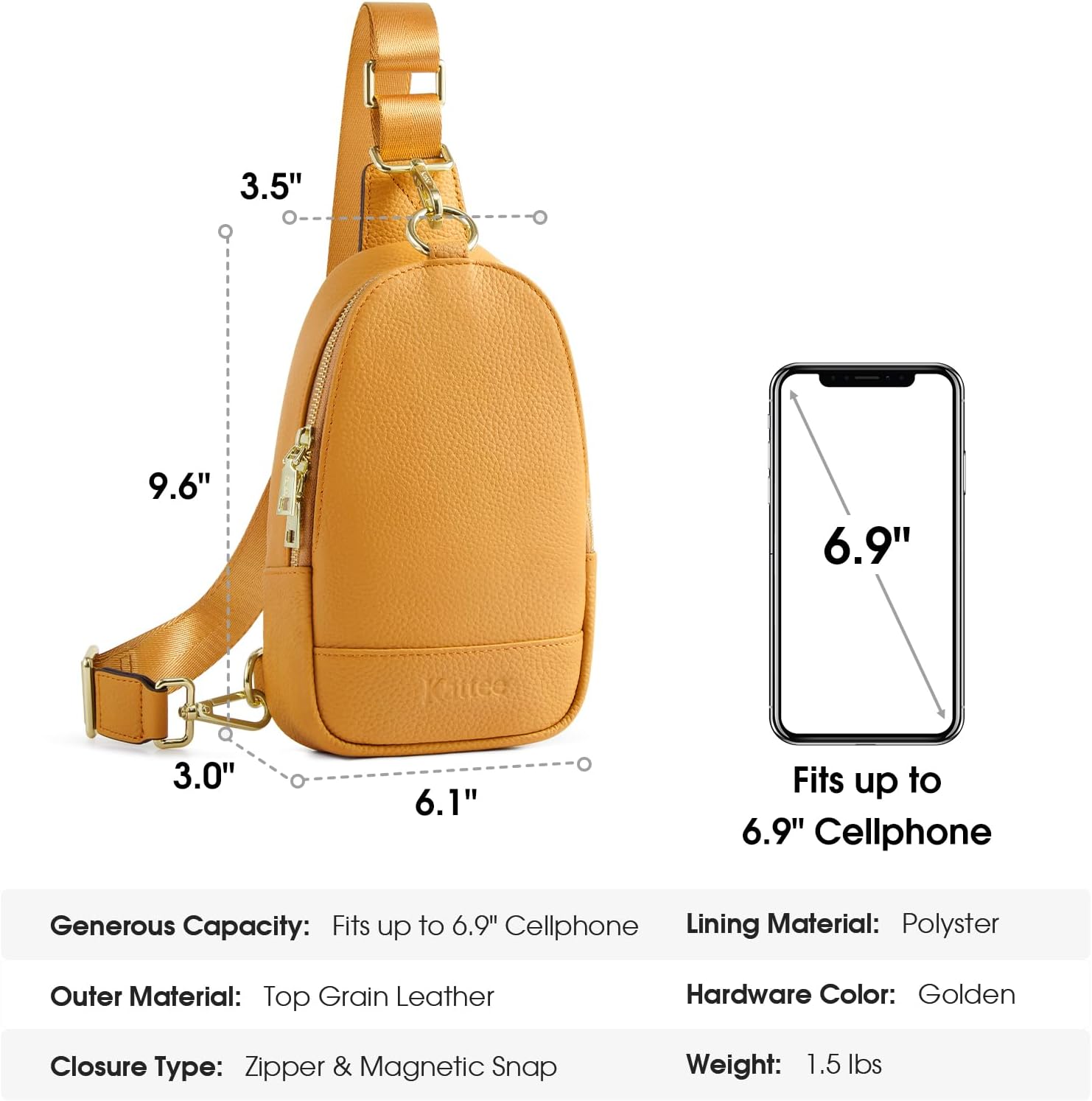 Kattee Leather Sling Bag for Women, Womens Leather Fanny Crossbody Purse for Travel,Small Sling Bag with RFID Blocking | Small, with RFID Blocking - Image 3