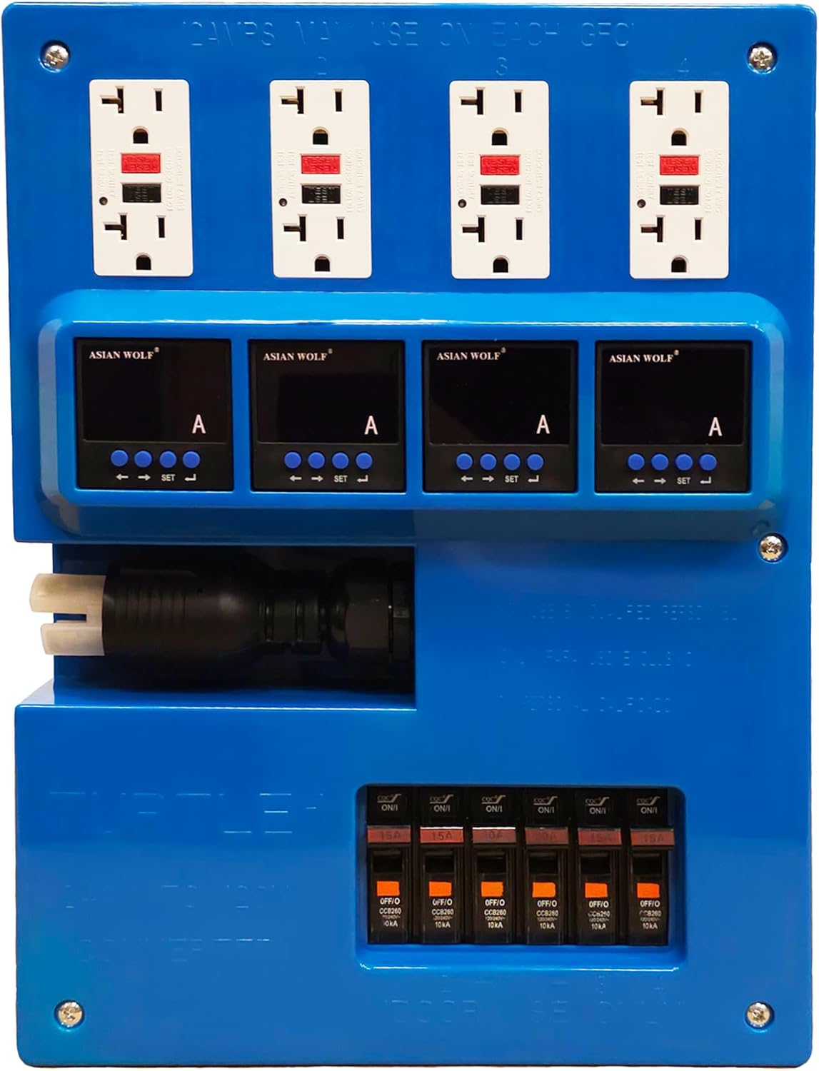 ASD Products- Turtle Power Distribution Kit Turns 30amps of 240v to 60 Amps at 120v, 4 x Dual GFCI, Individual 15 Amp Breakers