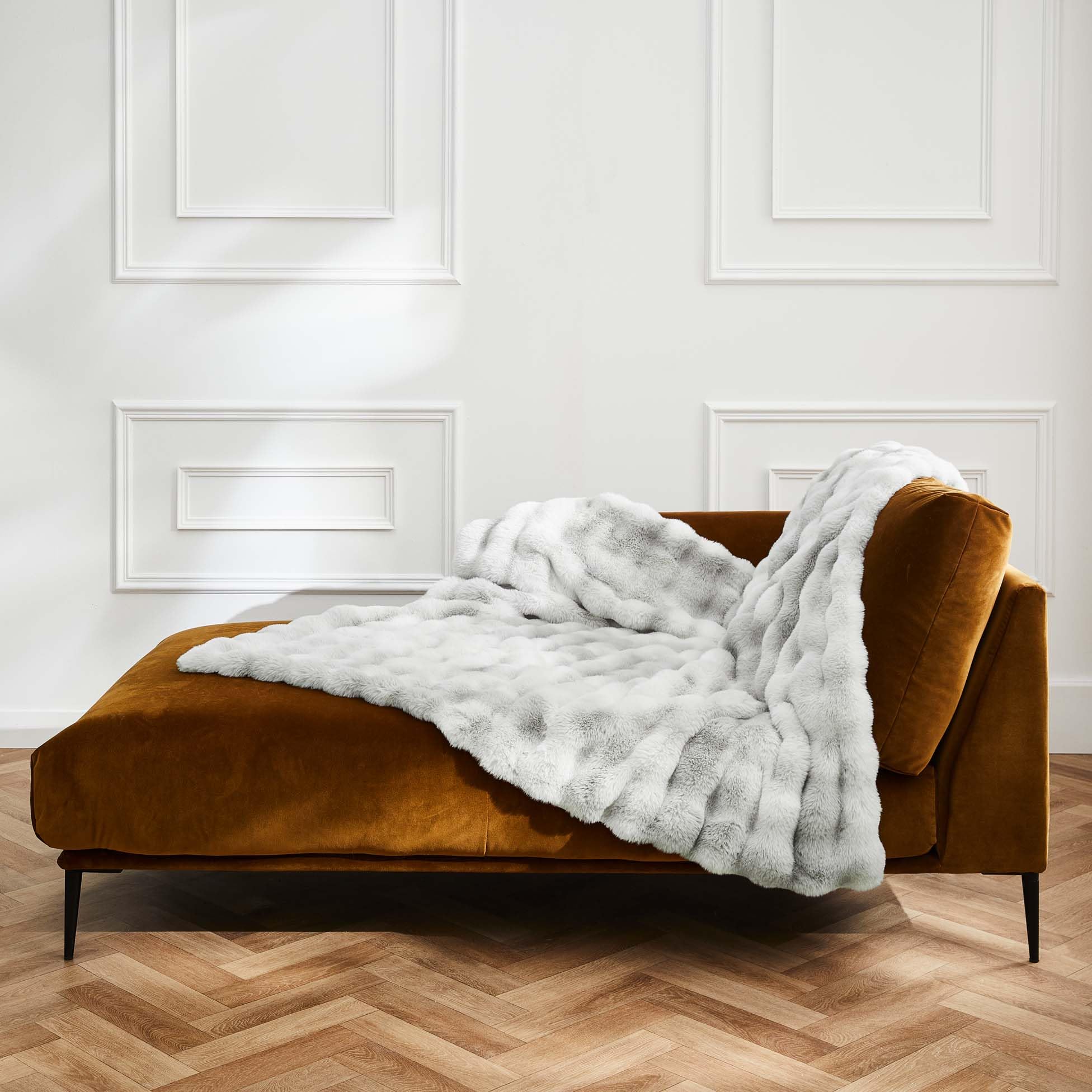Plaid Hiver Chaud (125 x 150 cm) Mounty Gris, Imitation Fourrure