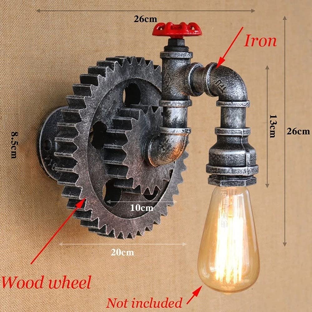 Equipo de Madera de Pipa de tubería de Agua Retro Luces de Pared Vintage Vintage Lámpara de Metal Creativo de Metal Tradicional E27 Restaurant Cafe Iluminación de iluminación