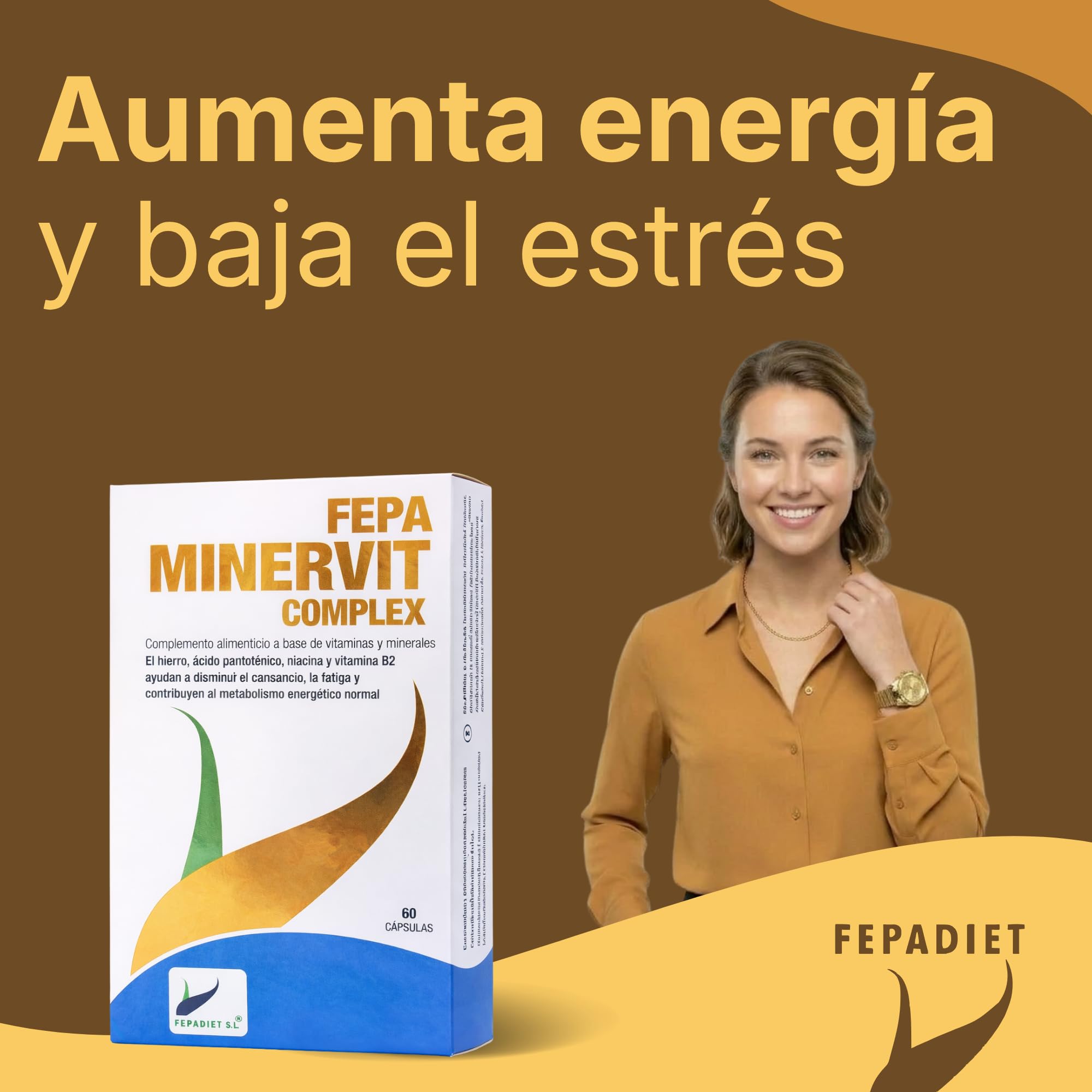 FEPA Minervit Vitamina Complex 60 Cápsulas Pack de 2 – Multivitaminas Mujer y Hombre – Complemento Alimenticio Multivitaminico - Energía y Bienestar – Hierro, Magnesio, Vitaminas B, C y D – Fepadiet