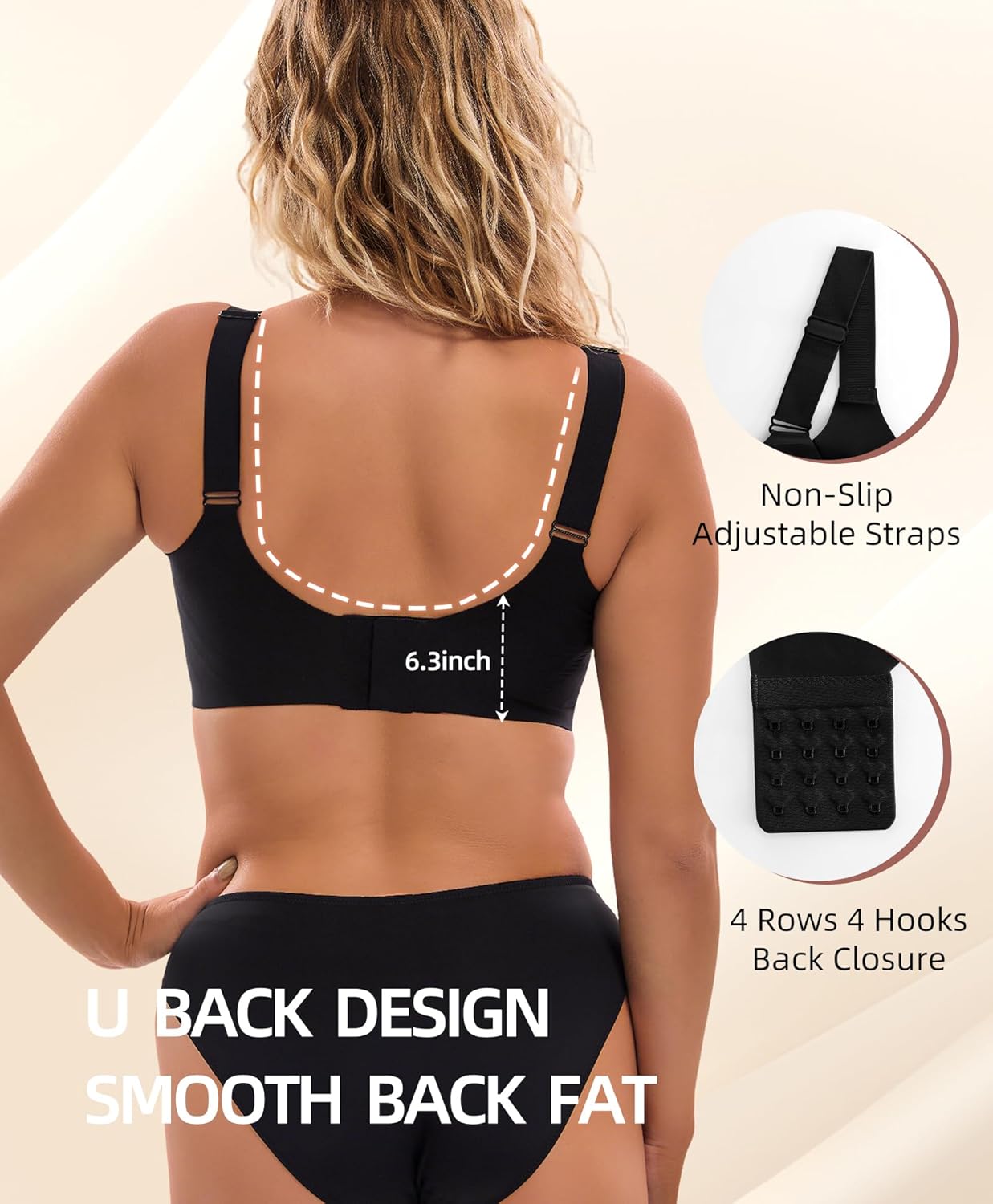 Women's Minimizer Bra Wireless Full Coverage Seamless Comfort Plus Size No Underwire Everyday T-Shirt Jelly Bra - Image 3