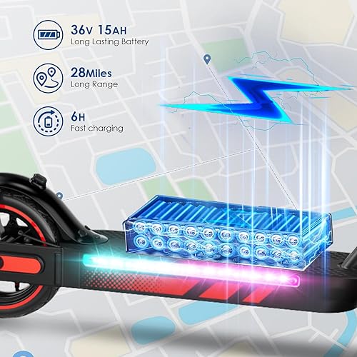 Vista 26 de Patinete eléctrico para adultos, motor potente de 350 W/500 W/600 W, neumáticos de 8.5/10 pulgadas, hasta 19/25 MPH, rango de 15/22/28 millas