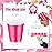 Roshtia 100 Pack 2 oz Christmas Plastic Shot Cups, Mini Disposable Shot Glasses 2 oz Party Cups for Wedding Christmas Winter Party, Beer Taste Serving, Snacks(Hot Pink)