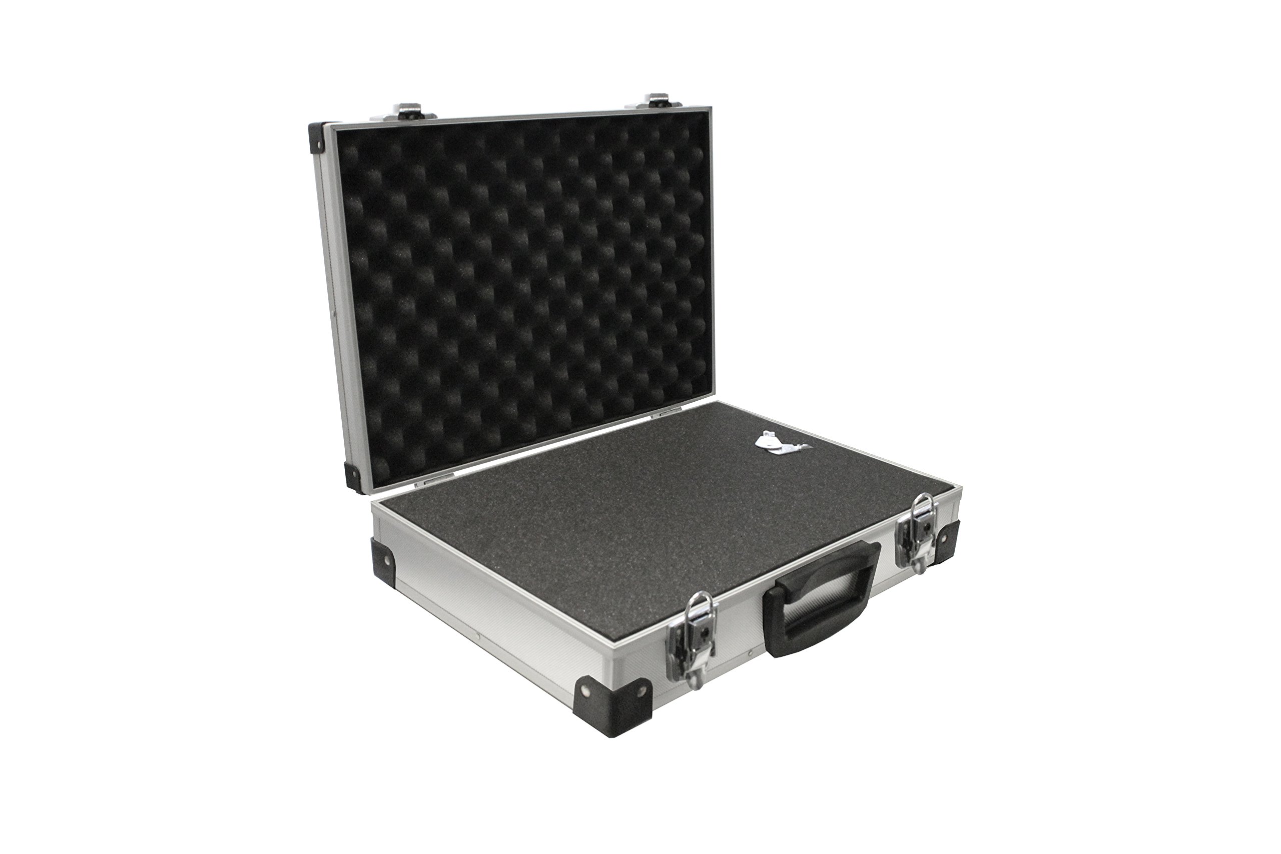 PeakTech P 7260 Alukoffer – abschließbarer Universal-Transportkoffer mit Würfelschaumstoff – tragbarer Fotokoffer – robuster Alu Koffer mit Schutz vor Regen und Staub – groß (370 x 230 x 80mm)