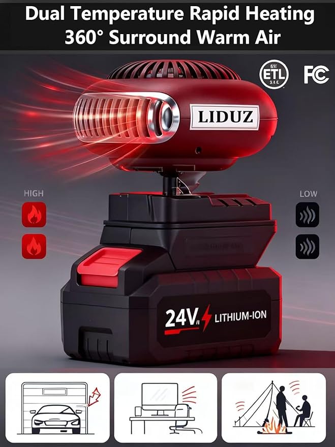 Calefactor Eléctrico Portátil 170W con Batería y Protección Antivuelco miniatura 4