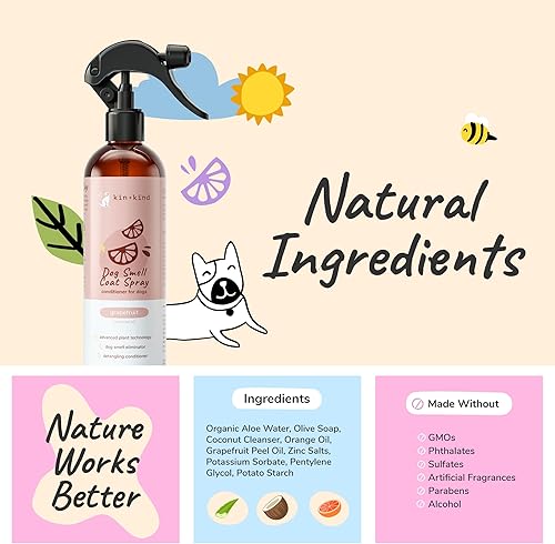 Miniatura 4 de kin+kind Spray desodorizante para perros, seguro, natural y fácil de usar, eliminador de olores de mascotas, fórmula desenredante de primera calidad