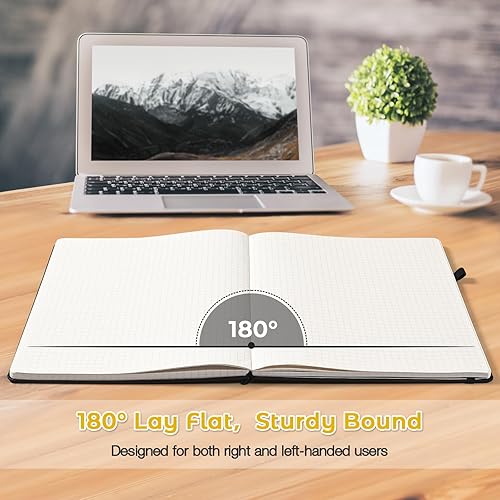 Miniatura 3 de Cuaderno de papel cuadriculado, cuaderno de tapa dura de 8.5 x 11, cuaderno de cuadrícula para mujeres, hombres, diarios grandes de cuero para