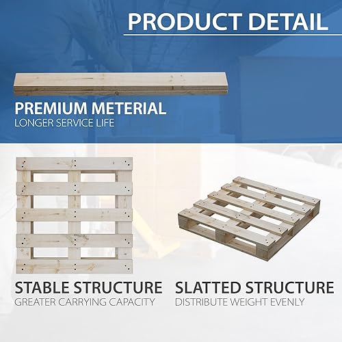 Miniatura 2 de Paletas de madera de 4 vías, fáciles para uso comercial, totalmente montadas, estructura fuerte y resistente, 5 piezas, 40 x 36 pulgadas, acabado de