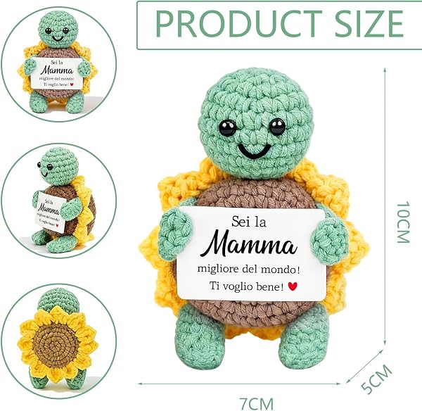 HUKUMA Regalo Mamma Tartaruga Positiva, Regali Originale e Divertente per Donna, Personalizzato Compleanno Natale Anniversario Regalo Festa Della Mamma Pasqua San Valentino - 2