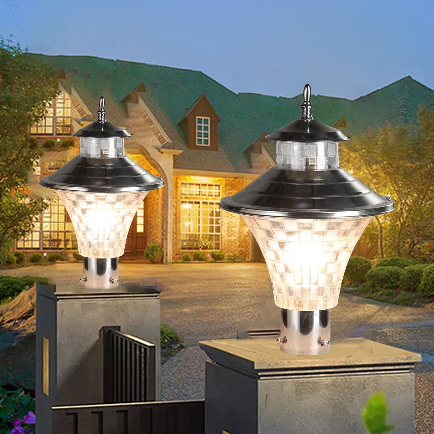 SAH Contemporary Gate Light Lamp for Outdoor Pillars Post Top Fixture for Pathway, Garden, Patio, Porch, Entrance, Walkway Farmhouse, Boundary and Landscape Lighting (Without Bulb)-image-40