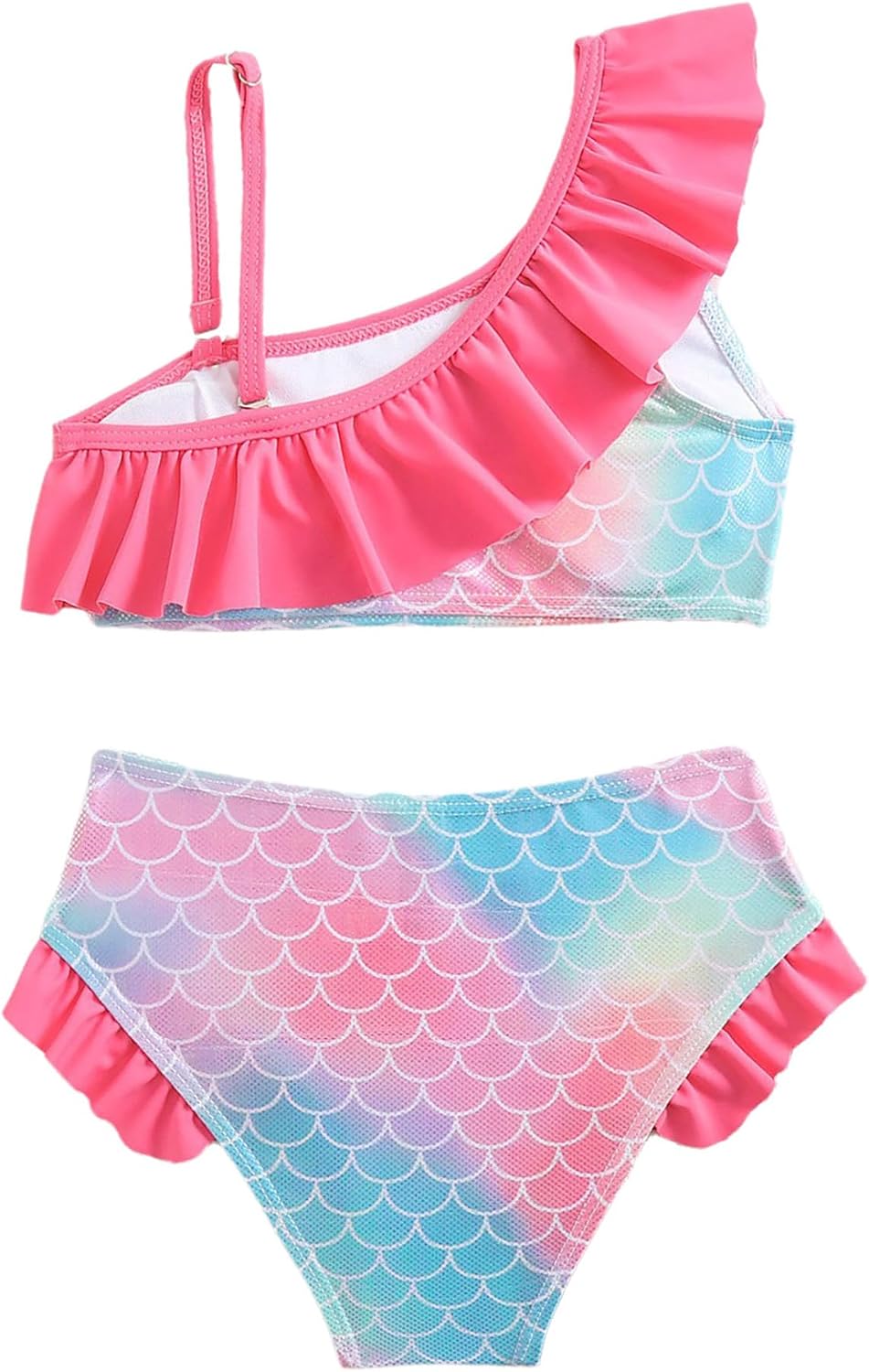 Hansber Kids Girls Quick Dry Ruffle Swim Top with Bottoms Mermaid Princess Swimsuit Summer Beach Wear