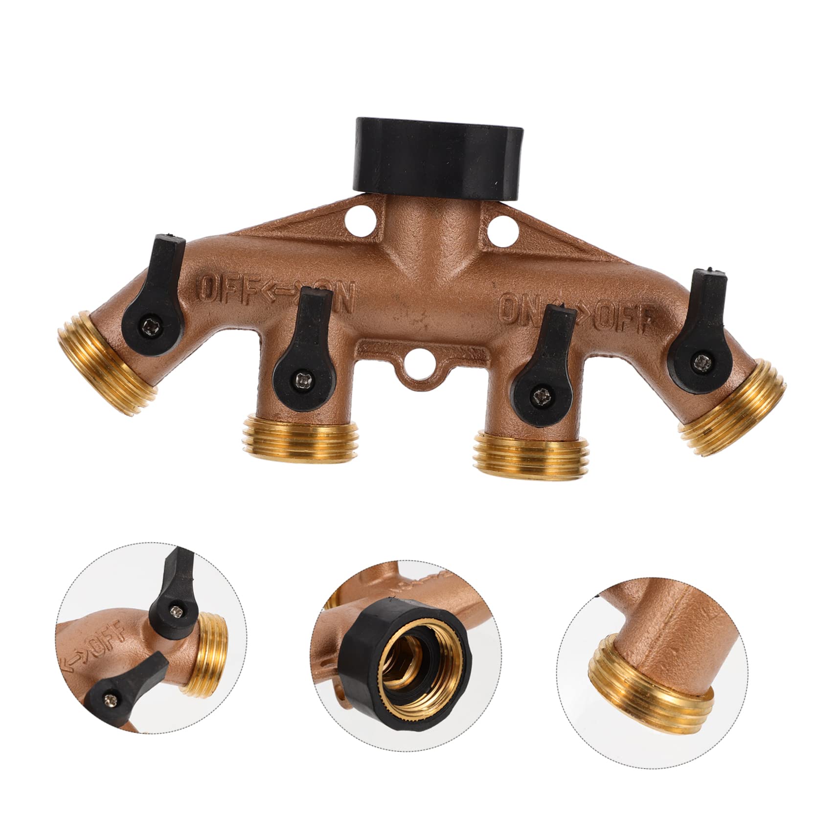 Happyyami Divisor De Manguera De Jardín Latón 4 Salidas para Riego Exterior Uso Doméstico, Conector Adaptador Colector De Manguera Multi-vías para Césped y Plantas