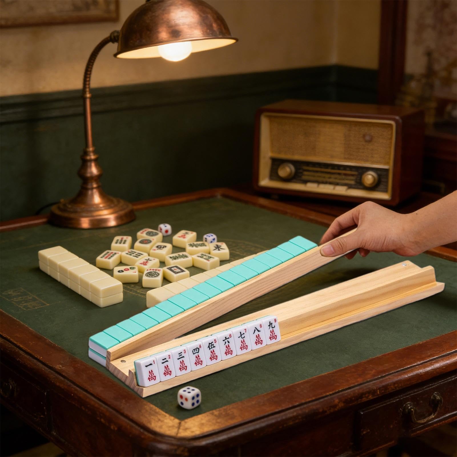 Rastrelliere Da Mahjong Con Spingitori 4 Pezzi Portatili Moderni In Legno | Supporti Di Viaggio Per Mahjong Da Tavolo Per gli Adulti e Famiglie Casa Viaggiatori All'aperto Campeggio Serata di Gioc