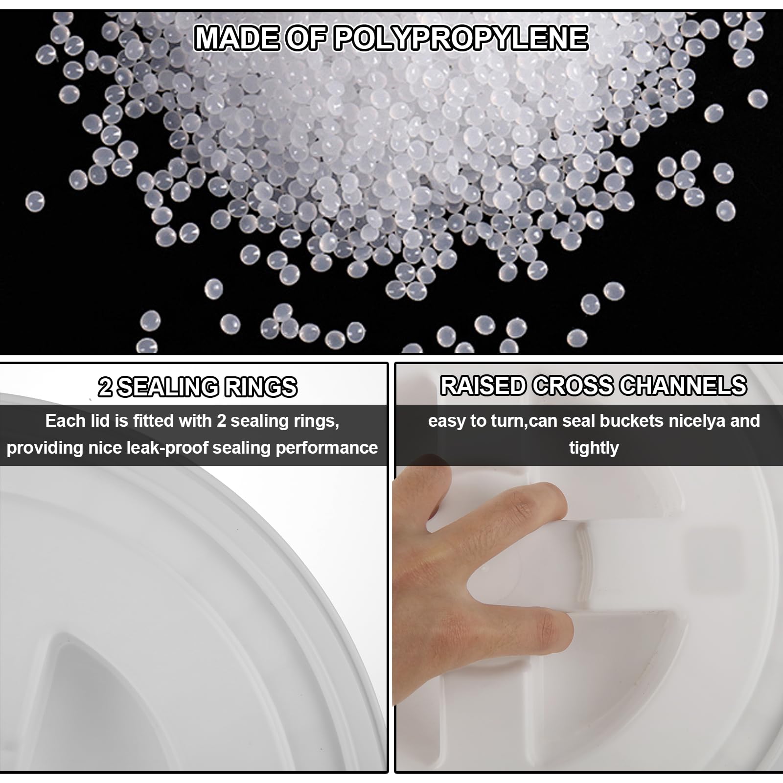 4 coperchi a prova di perdite da 5 galloni in plastica per uso alimentare, coperchi a vite con chiusura a vite, coperchio a vite per alimenti per animali domestici, mangiatoie per polli e vernici,