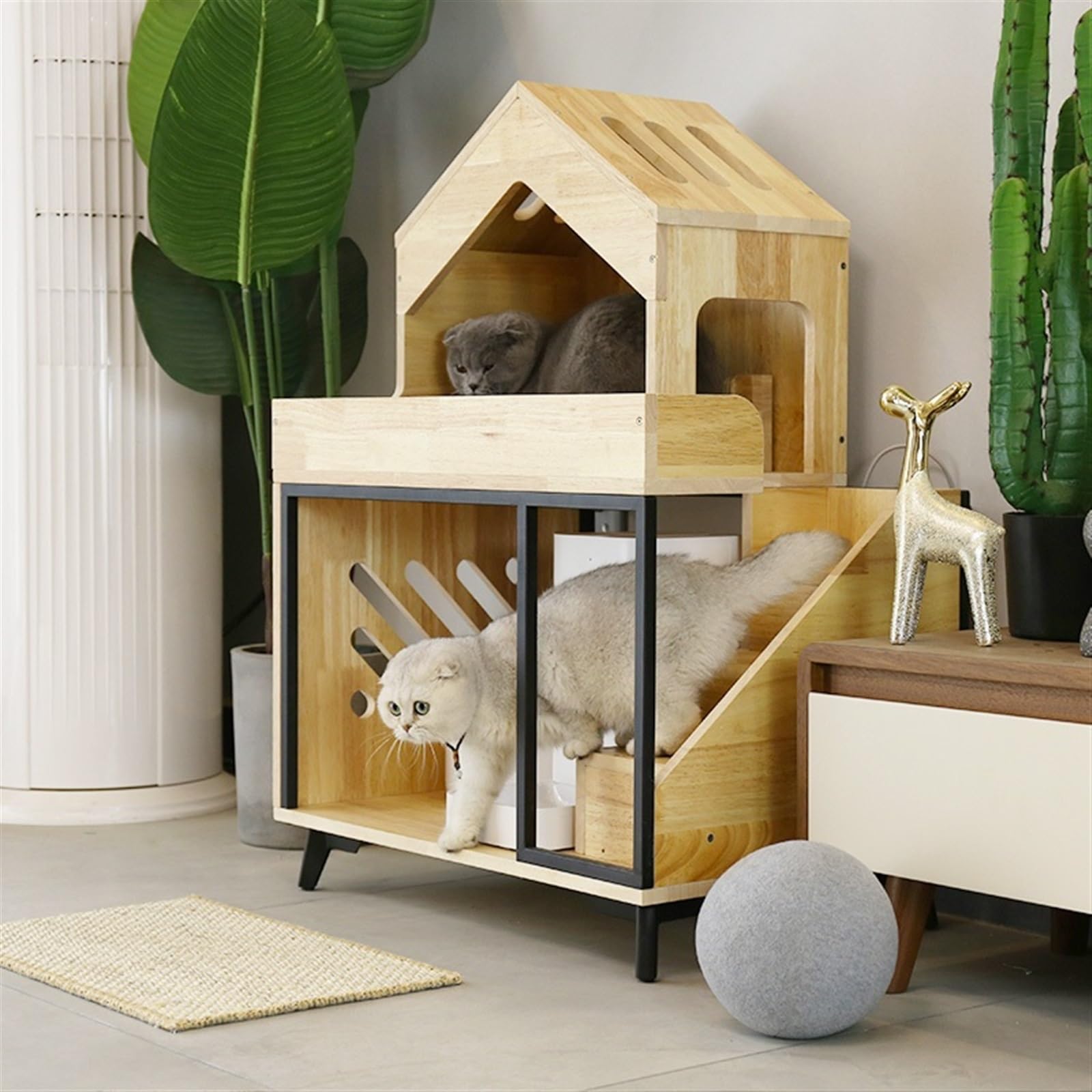 Casa del Gatto Portaoggetti in Legno Integrato for Gatti Cat Villa Cat Struttura da Arrampicata Gabbia per Gatti (Color : 2)