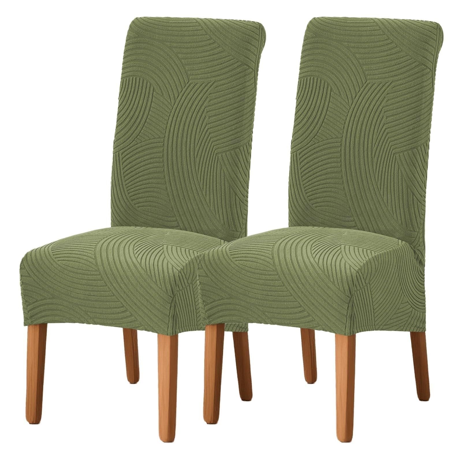 NMVAWIPT High Back Stretch Jacquard Dining Chair Covers, Removable Washable Protectors For Home Restaurant Kitchen Party Hotel(#1,2 Set)