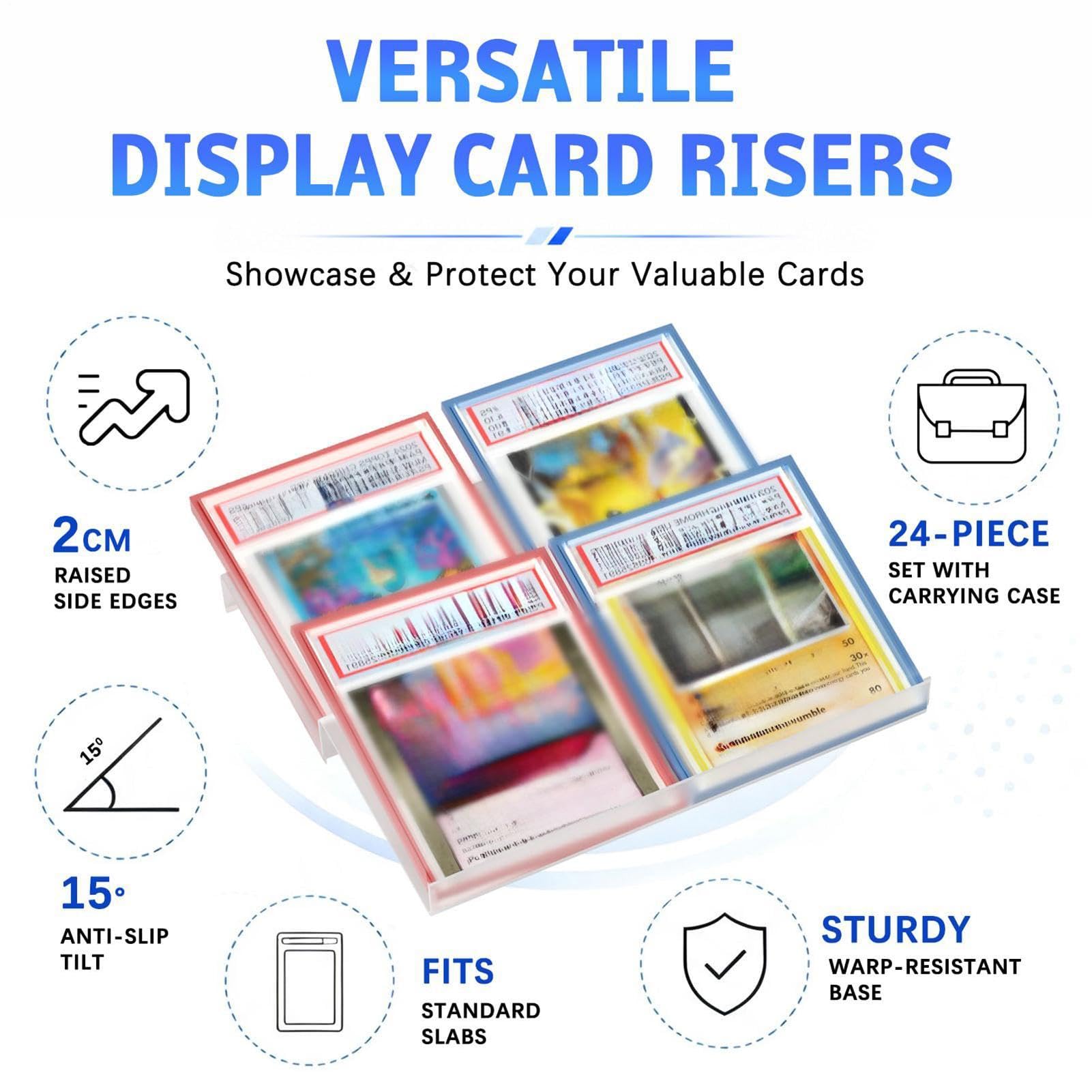 Rehausseurs de cartes pour vitrine – Vitrine de 24 pièces avec sac de range