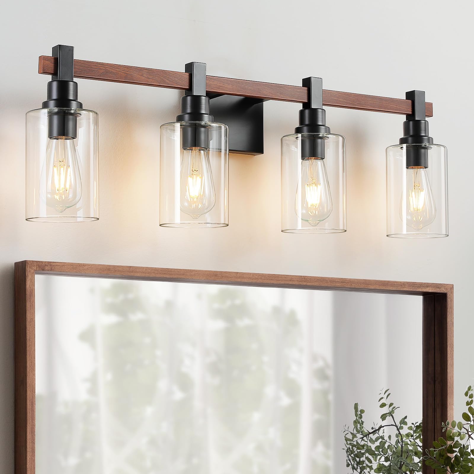 AIJIASI Farmhouse Bathroom Light Fixtures, 4-Light Bathroom Vanity ...