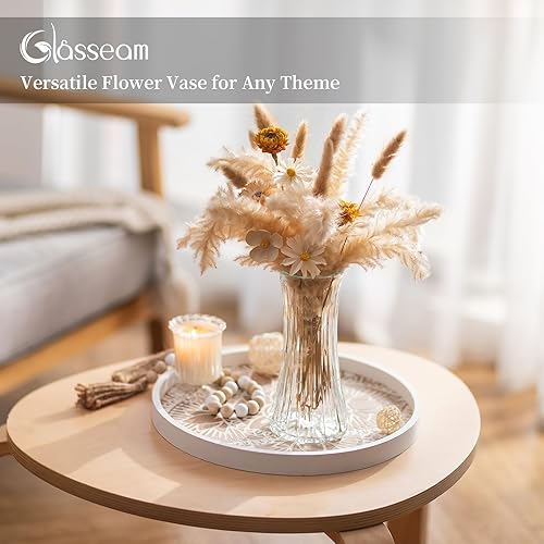 Miniatura 4 de Glasseam Jarrón de cristal para decoración del hogar floreros transparentes para sala de estar, cocina, baño, mesa de boda, centros de mesa 7.5