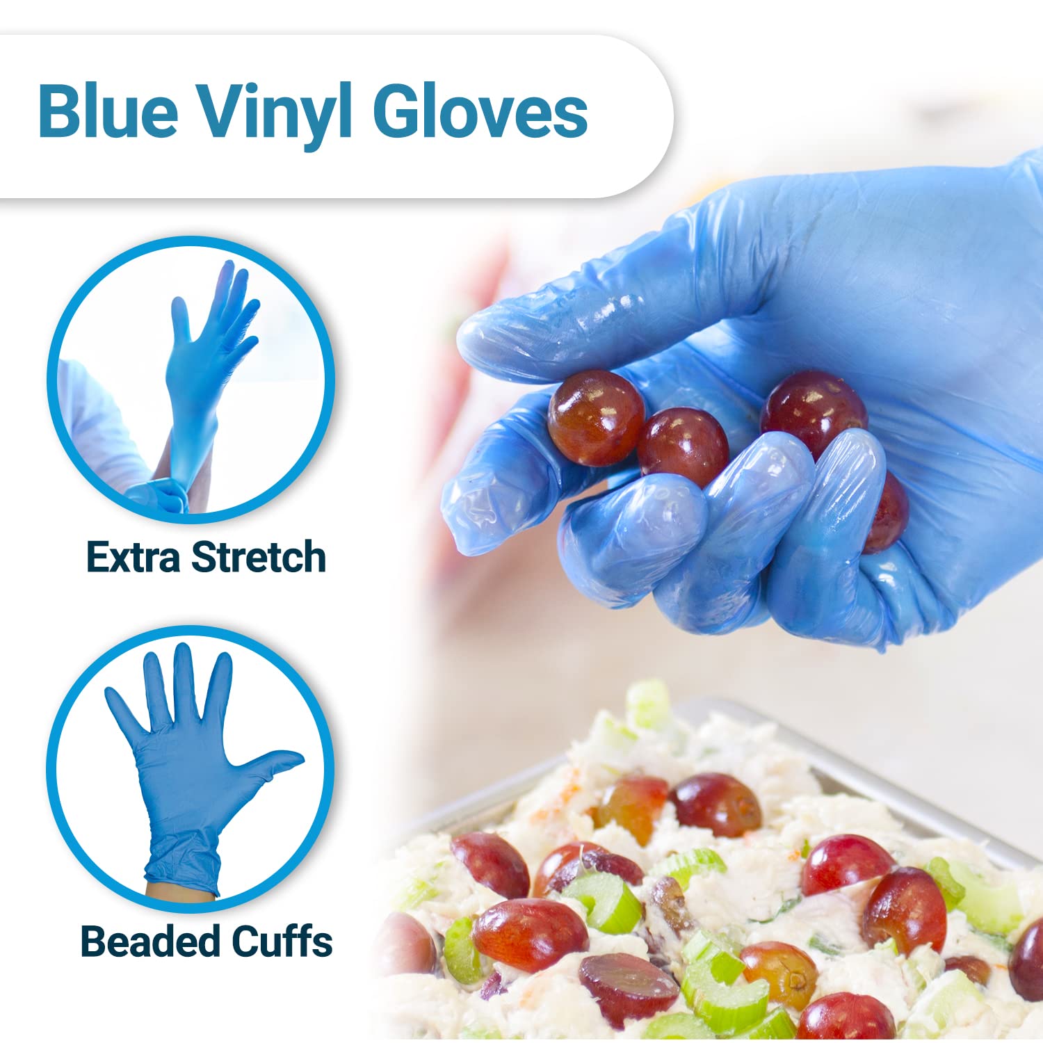 100 x Blue Vinyl Gloves Large, Pack of 100 - Image 3