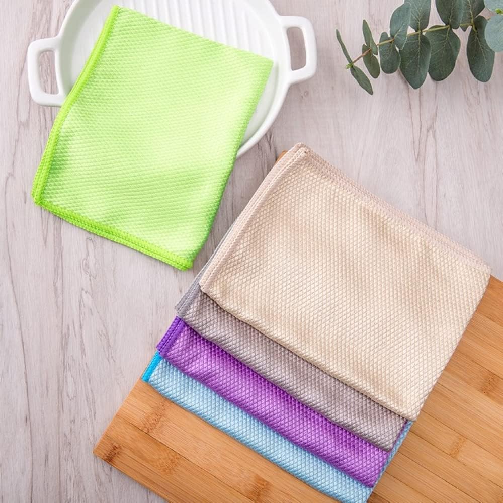 Gbran Nanoscale Streak-Free Miracle Cleaning Cloths Reusable Fish Scale Microfiber Easy Clean Cloth Lint Free Rags for Dishes, Glass, Mirrors (5 Pack16 x 16 in) , L-40