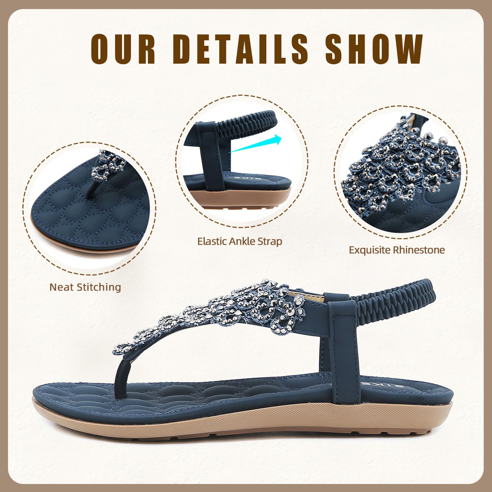 Acfoda Sandalias Mujer Verano Planas Casual Chanclas Bohemio Sandalias de Playa Cómodas Zapatos