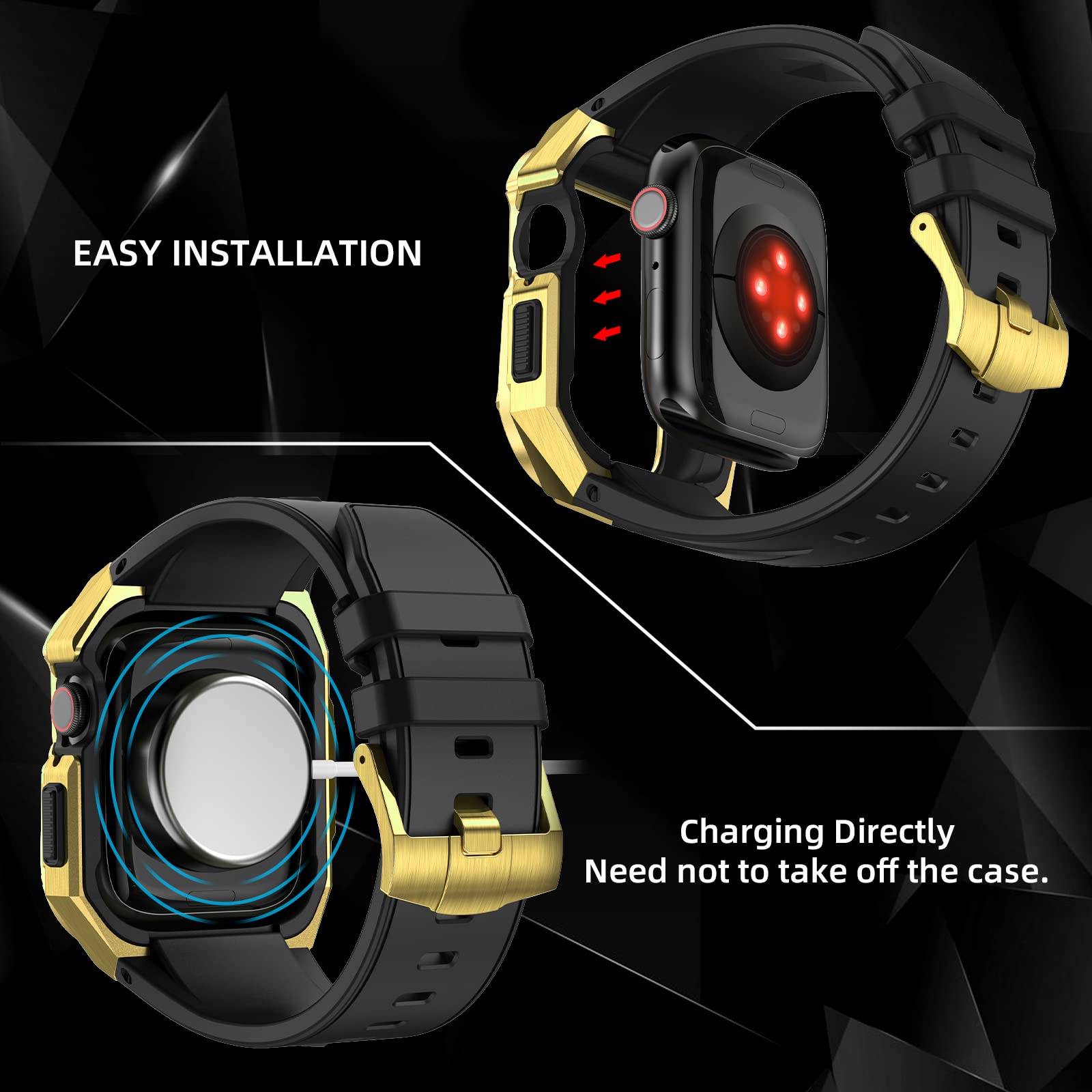 DAZE - Custodia protettiva compatibile con Apple Watch serie 9, 8, 7, 6, con custodia da 44 mm e 45 mm, in silicone monopezzo, resistente agli urti, in TPU durevole